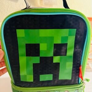 Minecraft Creeper Face THERMOS Dual Insulated School Kids Lunch Box (RARE)
